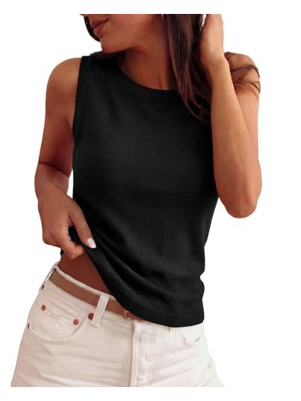 Sleeveless Ribbed Knit Sweater Tank Top Business Casual